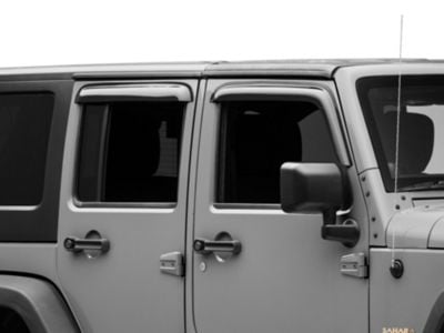 RedRock Window Deflectors; Front and Rear; Smoked (07-18 Jeep Wrangler JK 4-Door)