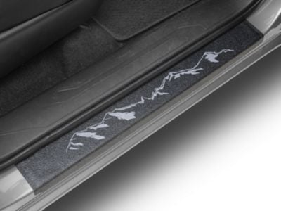 Front Door Sill Protection with Mountain Logo; Textured Black (05-23 Tacoma)