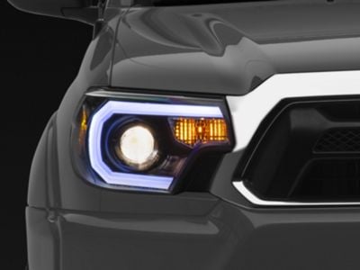 Light Bar DRL Projector Headlights; Matte Black Housing; Clear Lens (12-15 Tacoma)