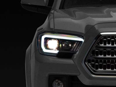 Plank Style Switchback Projector Headlights; Black Housing; Clear Lens (16-23 Tacoma w/ Factory LED DRL)