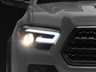 Switchback Sequential LED Bar Projector Headlights; Matte Black Housing; Clear Lens (16-23 Tacoma w/ Factory Halogen Headlights)