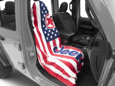 Towel2Go Seat Cover with Jeep Logo and American Flag (Universal; Some Adaptation May Be Required)