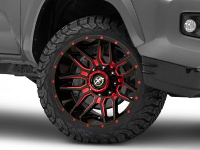 XF Offroad Tacoma XF-222 Gloss Black Red Milled 6-Lug Wheel; 20x9