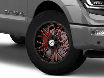 XF Offroad Titan XF-235 Gloss Black Red Milled 6-Lug Wheel; 20x10
