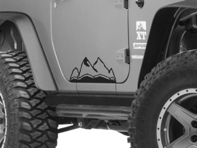 SEC10 Jeep Wrangler Large Mountain Graphic; Matte Black