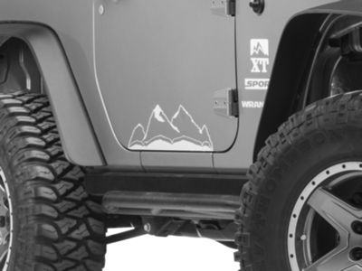 SEC10 Large Mountain Graphic; Silver (66-24 Jeep CJ5, CJ7, Wrangler YJ, TJ, JK & JL)