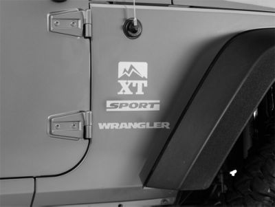 SEC10 Side Accent Decal with XT Logo; Silver (66-24 Jeep CJ5, CJ7, Wrangler YJ, TJ, JK & JL)