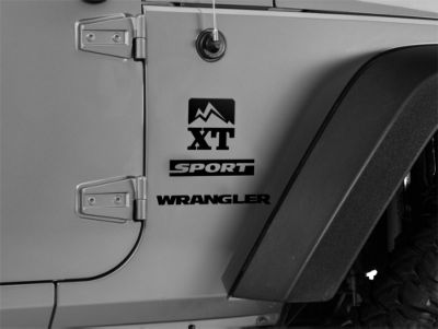 SEC10 Side Accent Decal with XT Logo; Gloss Black (66-24 Jeep CJ5, CJ7, Wrangler YJ, TJ, JK & JL)